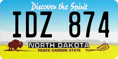 ND license plate IDZ874