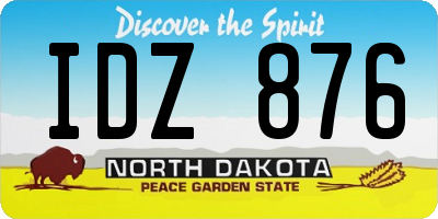 ND license plate IDZ876