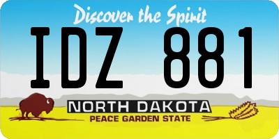 ND license plate IDZ881