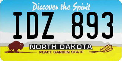 ND license plate IDZ893