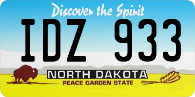 ND license plate IDZ933