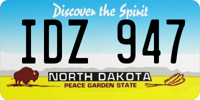 ND license plate IDZ947