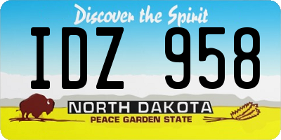 ND license plate IDZ958