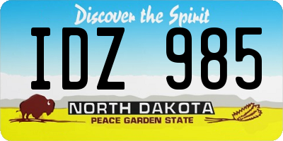 ND license plate IDZ985