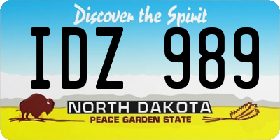 ND license plate IDZ989