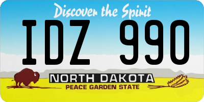 ND license plate IDZ990