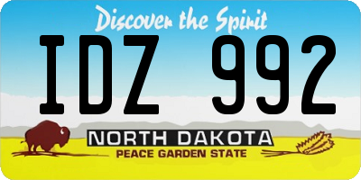 ND license plate IDZ992