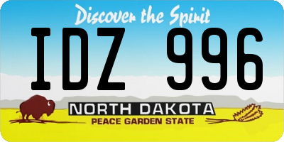 ND license plate IDZ996