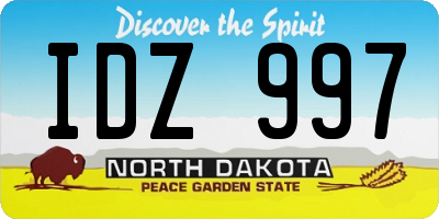 ND license plate IDZ997