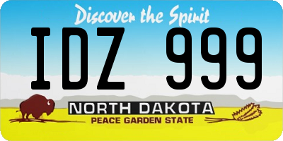 ND license plate IDZ999