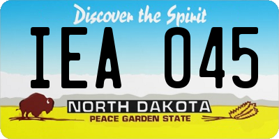 ND license plate IEA045
