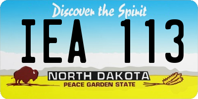 ND license plate IEA113