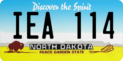 ND license plate IEA114
