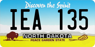 ND license plate IEA135