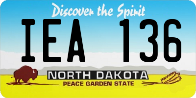 ND license plate IEA136