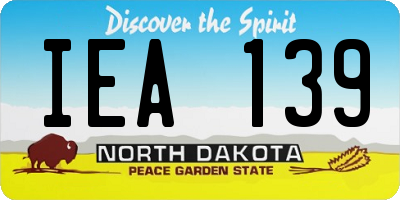 ND license plate IEA139