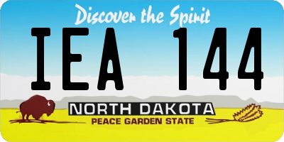ND license plate IEA144