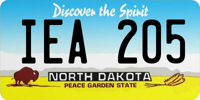 ND license plate IEA205