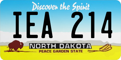 ND license plate IEA214