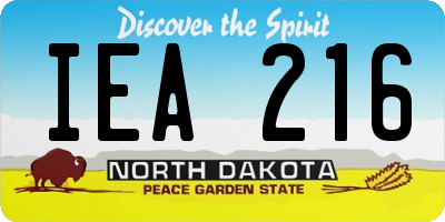 ND license plate IEA216