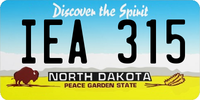 ND license plate IEA315