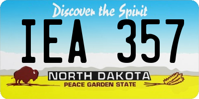 ND license plate IEA357