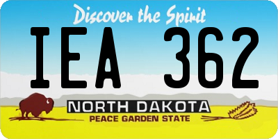 ND license plate IEA362