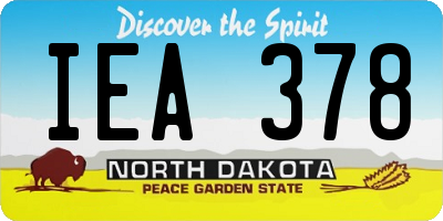 ND license plate IEA378
