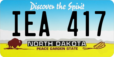ND license plate IEA417