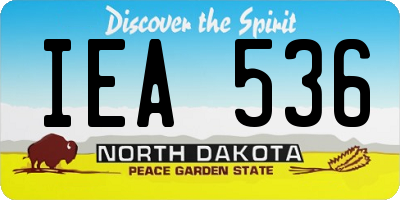 ND license plate IEA536