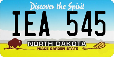 ND license plate IEA545