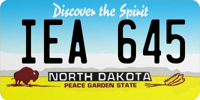 ND license plate IEA645