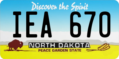 ND license plate IEA670