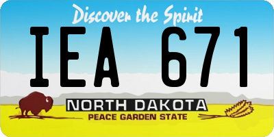 ND license plate IEA671
