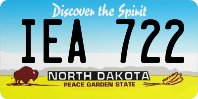 ND license plate IEA722