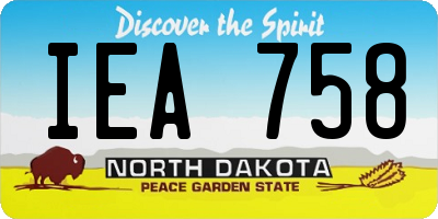 ND license plate IEA758