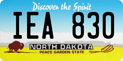 ND license plate IEA830