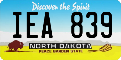ND license plate IEA839