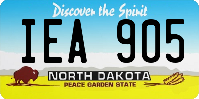 ND license plate IEA905