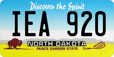 ND license plate IEA920