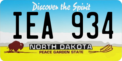 ND license plate IEA934