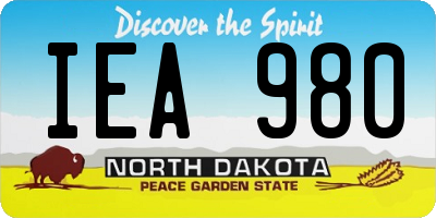 ND license plate IEA980
