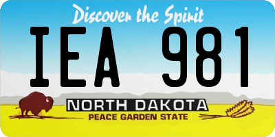 ND license plate IEA981