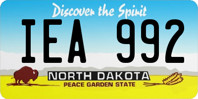 ND license plate IEA992