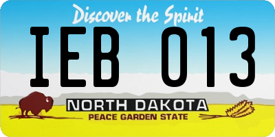 ND license plate IEB013
