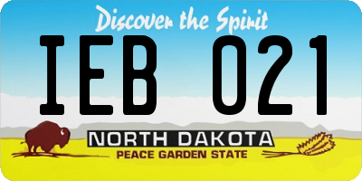 ND license plate IEB021