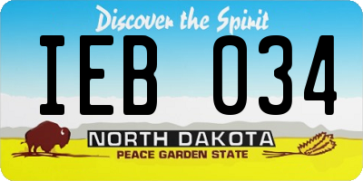 ND license plate IEB034