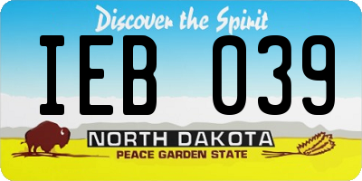 ND license plate IEB039