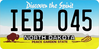 ND license plate IEB045