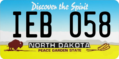 ND license plate IEB058